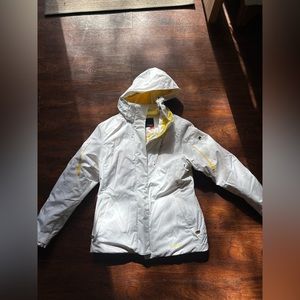Spyder brand white/yellow women’s size S Ski Jacket with Hood